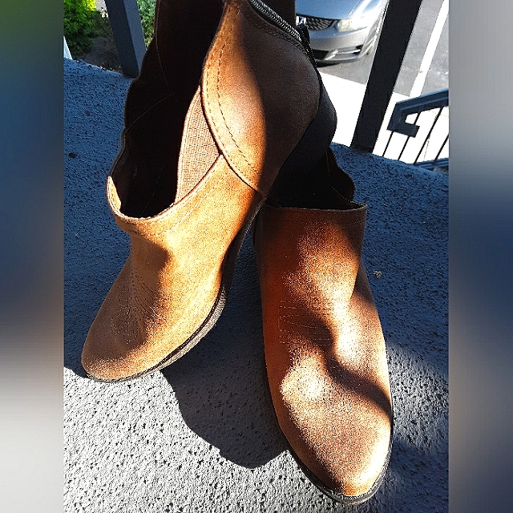 Women’s Brown Suede Ankle Booties with Side Elastic